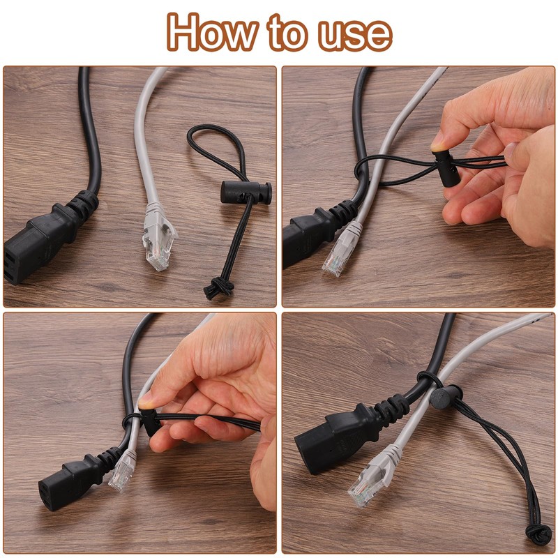 HARFINGTON 10pcs Elastic Cable Tie 9.84" Multipurpose Extra Thick Cable