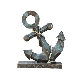 Rmdusk Resin Anchor Figurine 8.5" H, Nautical Décor, Anchor Model Statue Ornament for Home Garden Bar, Indoor Outdoor Tabletop Decoration A