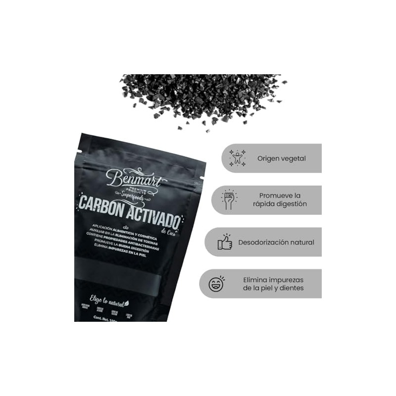 Benmart - Carbón activado - 2 Pack x 200 gramos