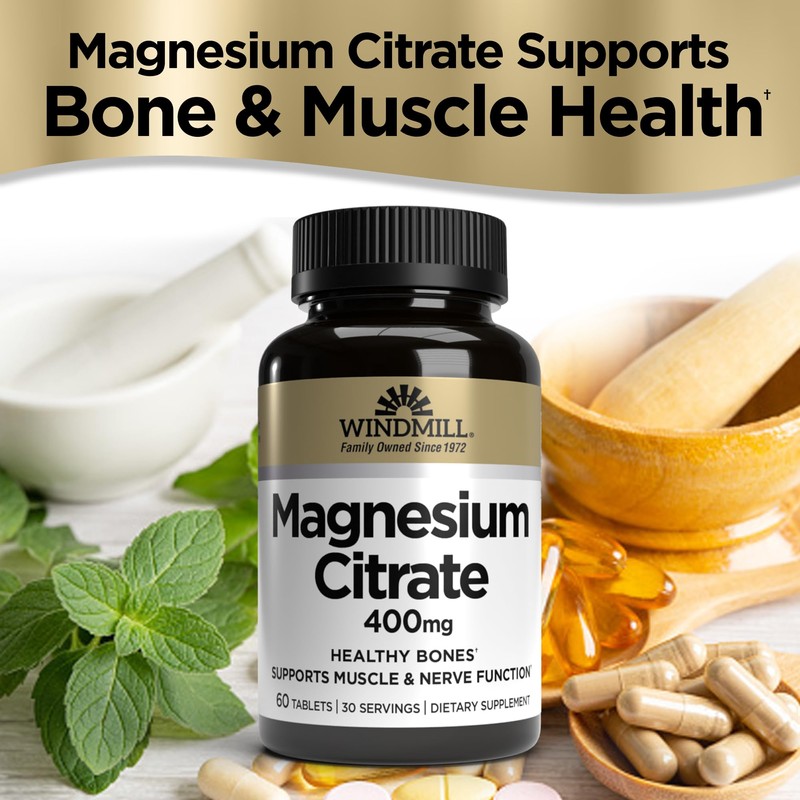 Windmill Natural Vitamins Magnesium Citrate 400 mg, Immune Support, Supports