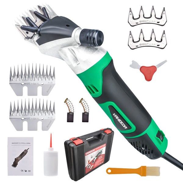 Yaheeda 550W 110V Electric Sheep Shears Professional 6-Speed Clippers with 3 Sets of Blade for Farm Livestock, Goats, Alpaca, Lamas, Horse, Cattle, Large Dog