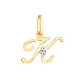 Rodium - Gold Pendant, Letter with Zircons, 14K Gold/585 Fineness, Charms for Necklace or Chain, Bracelet, Ideal Gifts for Women, Chain Pendant for Gold Jewellery, Gold