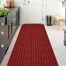 koloko Runner Rug 2ft x 3ft Indoor/Outdoor Carpet Runners, Hallway Runner Rugs with Non-Slip Rubber Backing, Custom Sizes Door Mat for Laundry Room/Kitchen/Entryway/Garage, Stripe Red
