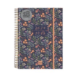 Finocam - Espiral Diary 18 Months 2024 2025 2 Days per Page July 2024 - December 2025 (18 Months) Girl International