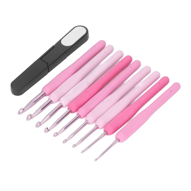 9Pcs Crochet Hooks Anti Slip Ergonomic Design Lightweight Portable Crochet