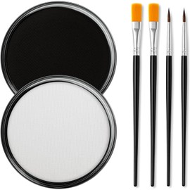 Erinde Pintura Profesional Para Rostro y Cuerpo, Maquillaje Lavable a Base de Agua, Altamente Pigmentado para Festivales de Carnaval y Cosplay, no Tóxico y Seguro Para Adolescentes y Adultos,#Negro + Blanco