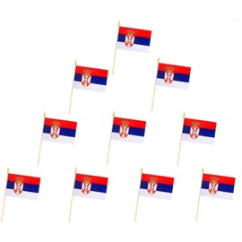 10 Pack Serbia Flags -RS Handheld Flag- 5x8 in,serbs Mini Flag. Suitable For Party Decorations, Store Displays, Bar Decorations And National Day Parades.