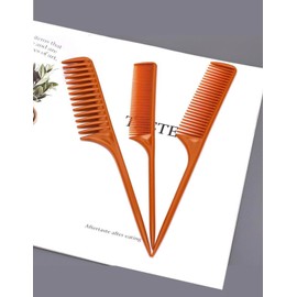 Professional Hair Styling Combs Set, 3-Piece Rat Tail Combs, Orange