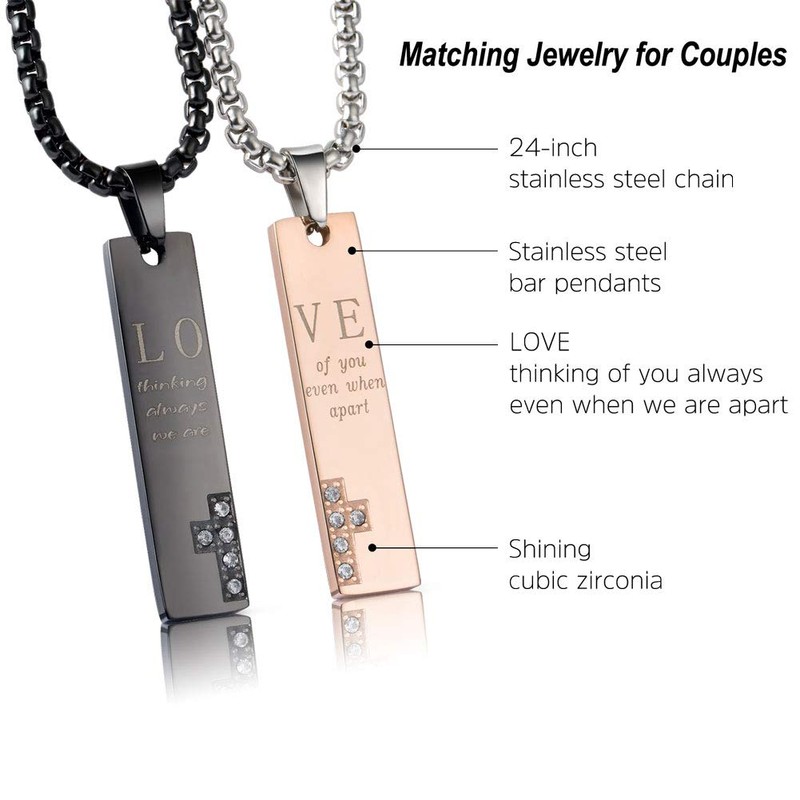 Wolentty His and Hers Couple Necklace Stainless Steel Distance Couples