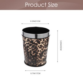 ABOOFAN Small Bathroom Trash Can Garbage Can Leopard Printed Waste Basket with Top Ring to Fix Bag for Bedroom Office Home