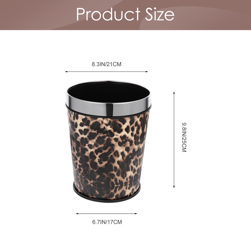 ABOOFAN Small Bathroom Trash Can Garbage Can Leopard Printed Waste