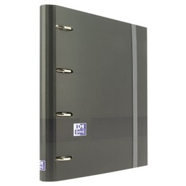 Oxford, 4 Ring Binder A4+ Extra Strong Cover Rubber Closure and Replacement Grid 5x5 with 5 Coloured Ribbons - Black Board and Stickers