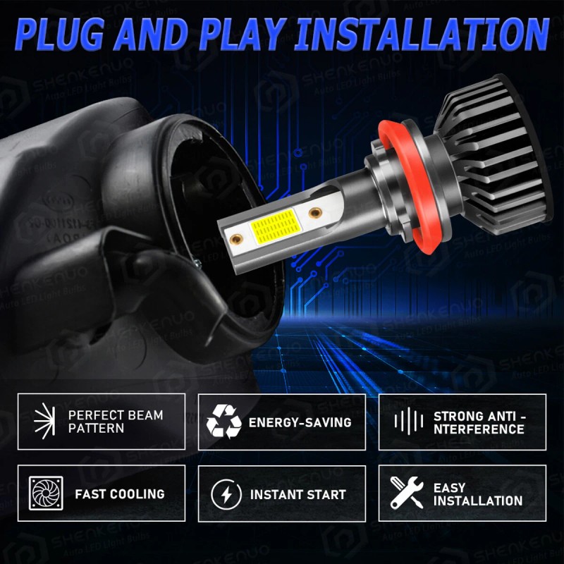 SHENKENUO LED Headflight For Can-Am Defender HD5 HD8 HD10 Combo