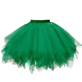 GOOBGS Musever 1950s Vintage Ballet Bubble Skirt Tulle Petticoat Puffy Tutu Dark Green Small/Medium