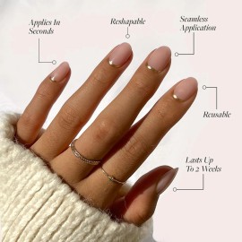 Glamnetic Press on Nails Goal Digger | Glossy Semi-Transpare<wbr/>nt, Short round Nail