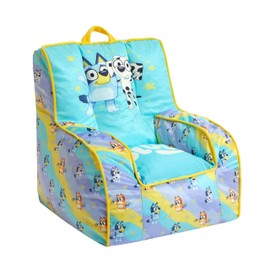 Idea Nuova Bluey & Chloe Kids Micromink Bean Bag Sofa Chair,Soft Padded Toddler Seat with Piping & Carry Handle,Cozy Lounge Chair for Ages 3+,Blue