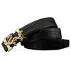 ALAKA mens Dragon Buckle Alligator Pattern Leather Belt, Black, Length
