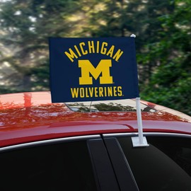 University of Michigan Wolverines Logo Car Truck Flag with Window Clip On Pole Holder