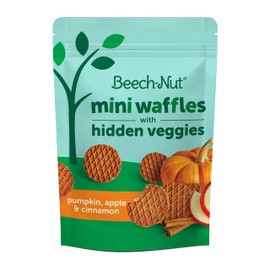 Beech-Nut Mini Waffles Pumpkin Apple & Cinnamon Hidden Veggies Toddler Snack, 3.2 oz Bag