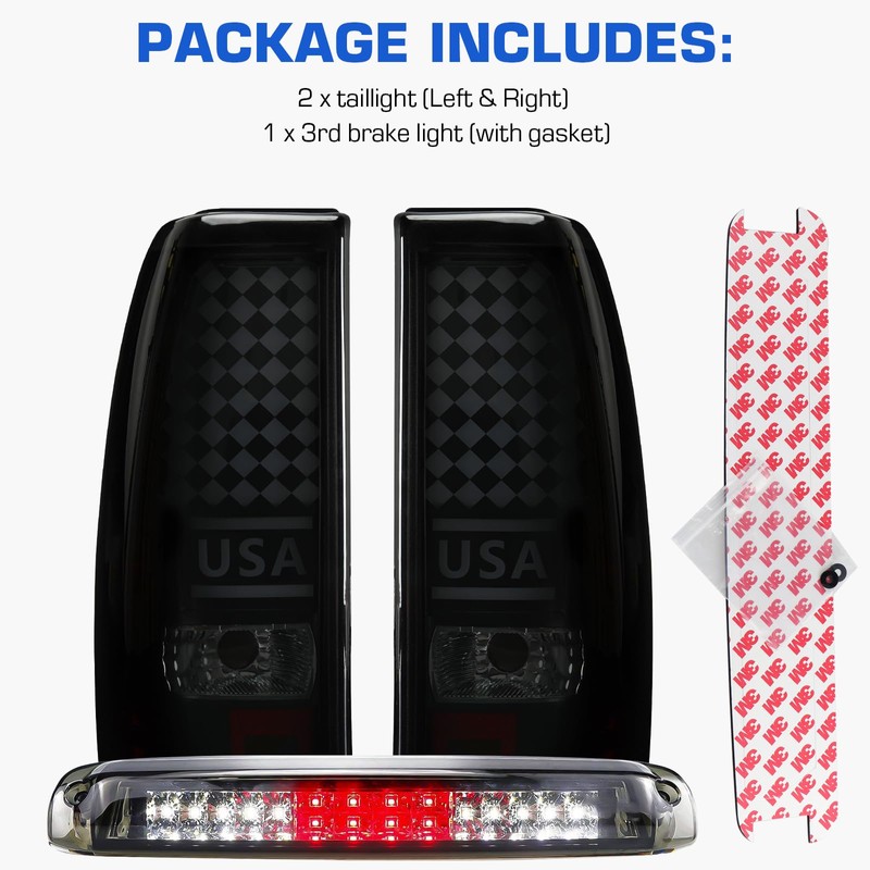 Gubebaili Tail Light + 3rd Brake Light Kit Fit for
