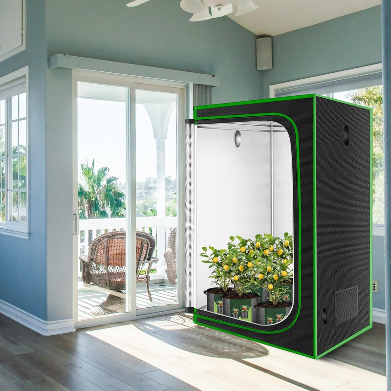 MELONFARM 4x4 Grow Tent, 48"x48"x80'' High Reflective 600D Diamond Mylar