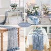 2 Pack Dusty Blue Cheesecloth Table Runner 35x120 Inch 10Ft