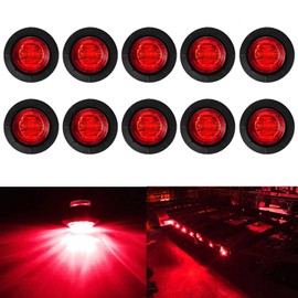 10 Pack Round 3/4 Inch Red LED Side Marker Light Indicator Light Side Marker Light for Truck Trailer RV Cab Boat Bus Lorry LED Button Marker Light Clearance Light, 5 Years Warranty