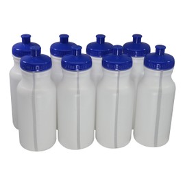Pinnacle Mercantile Sports Squeeze Plastic Water Bottles Push/Pull Cap 20 Ounce Bpa-Free Set 8 Blue Cap
