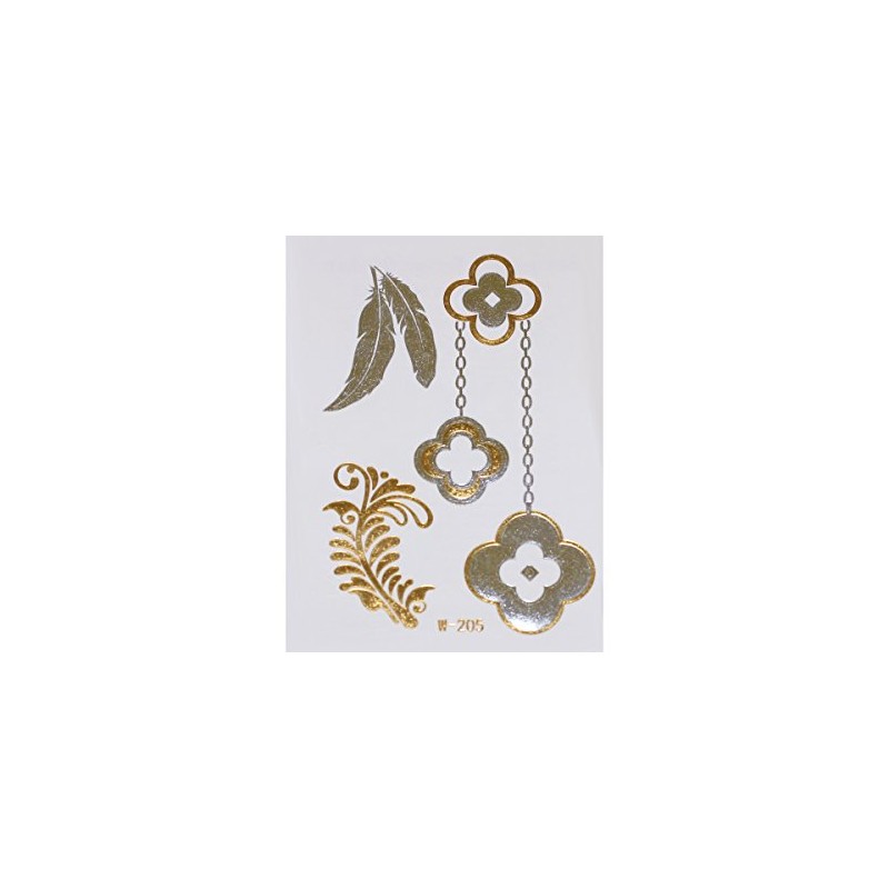 Gold Silver | (RSVP) Jewelry Flash Tattoo Stickers 205, 8x10