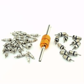 Z&D Valve Air Conditioning Valve Core A/C R12 R134a Refrigeration Schrader Valve Cores for Car & Home AC with Teflon Seal A/C R12 R134a Refrigeration Tire Valve Stem Cores Remover Tool (36Pcs)