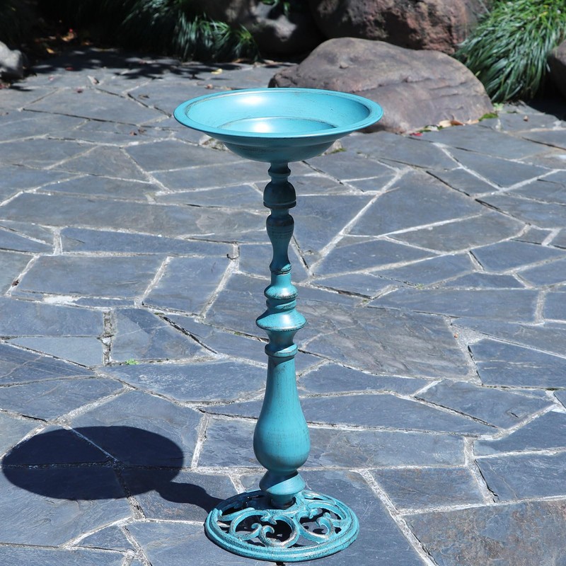 AIHAOKAN 26.6”H×12.3" W Cast Iron Pedestal Bird Bath，Metal Birdbaths Bird
