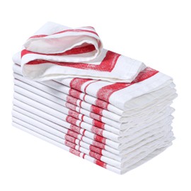 Ramanta Home Cloth Dinner Napkins Set of 12 18x18 Inches - Fall Thanksgiving Frame Border Napkins for Christmas Farmhouse Wedding, Soft Washable 100% Cotton Durable Table Linen for Everyday Use - Red