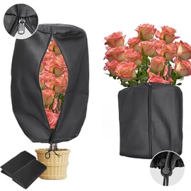 EJW 2 PCS Plant Protectors, Cylindrical 19.6 * 14.5 * 14.5in, Reusable Flower Protectors with Drawstring，Outdoor Plant Frost Fabric ，Rose Bush Covers for Winter， Outdoor Plant Frost Blanket