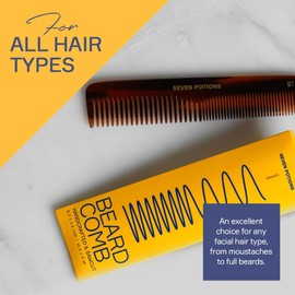 Seven Potions Beard Comb — Fine and Coarse-Tooth Comb for Men's Hair, Beard & Moustache — Handmade (14.5 cm / 5.7 inch)