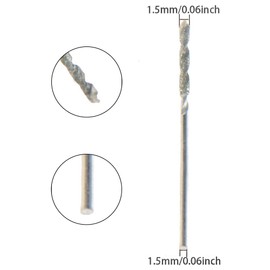 Auniwaig 1.5mm Diamond Twist Drill Bits High Speed Steel HSS Jewelry Tools for Glass Sea Shells Stone Ornament Bracelet Necklace Arts Crafts 10 Pcs