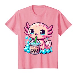 Kids Axolotl Bubble Boba Tea Anime Cut Kawaii Axolotl T-Shirt