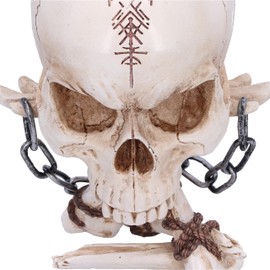 Nemesis Now Horror Skull Ornament, Resin, Natural Bone and Silver Chain, 14.5cm