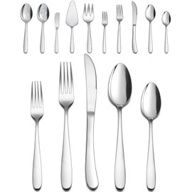 LIANYU 25-Piece Heavy Duty Silverware Set with Serving Utensils, Stainless Steel Flatware Cutlery Set for 4, Eating Utensils Tableware Include Forks Knives Spoons, Mirror Finished, Dishwasher Safe