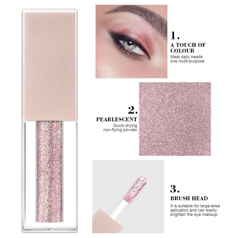Liquid Glitter Eyeshadow, Diamond Shimmer Eyeshadow, Quick-Dry & Long Lasting