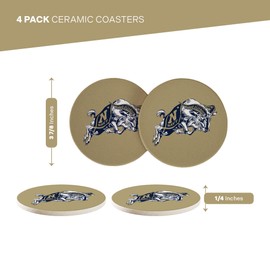 Desert Cactus United States Naval Academy Ceramic Coasters 4 Pack Midshipmen Navy USNA Absorbent Drink Coasters with Cork Backing (Design C)