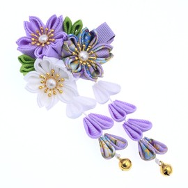 Kimono clásico japonés con borla de flores, clip para el pelo, accesorio para el pelo, decoración de novia, boda, Hanfu, cosplay, accesorio para el pelo, color morado