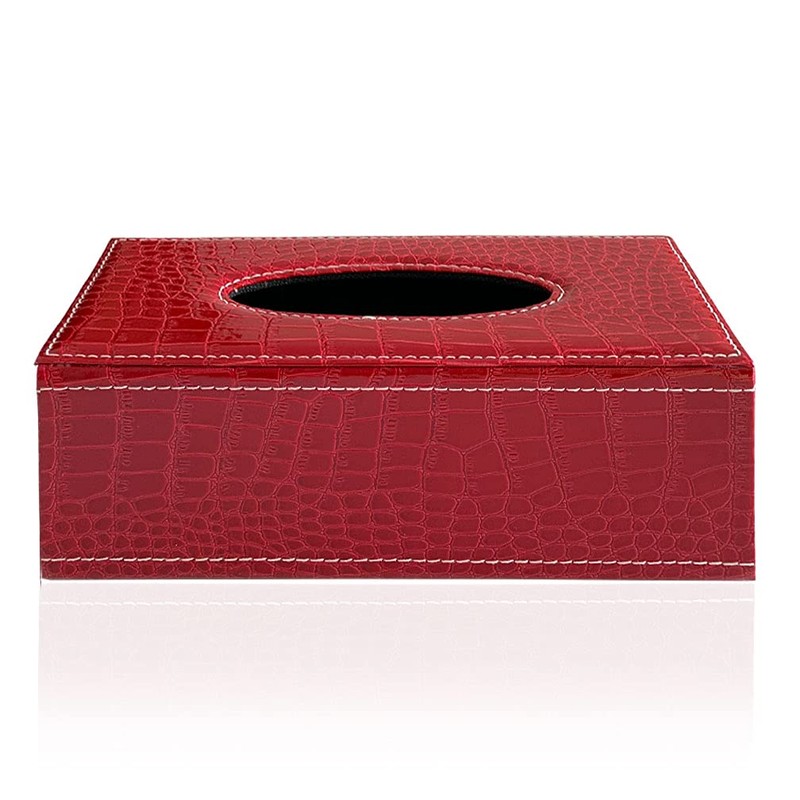 PTAPIPI Elegant PU Leather Tissue Box Holder, Modern Rectangular Towel