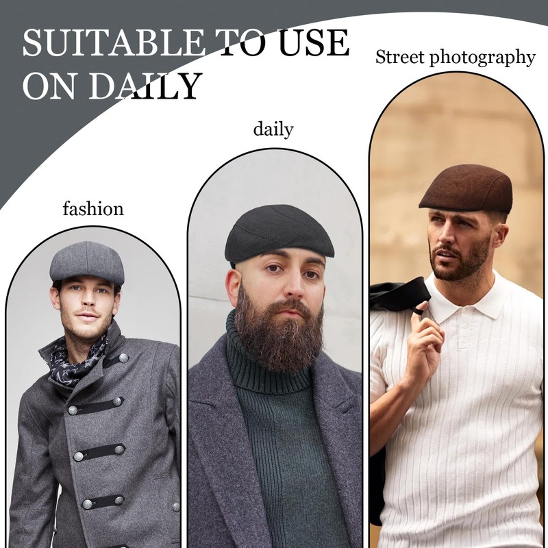Mens Flat Caps, Beret Irish Forward Cap, Casual Trend Linen