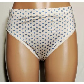 Soma Intimates High Leg Nylon/Spandex Marine Scroll Dot/IV NWT Panties Size L