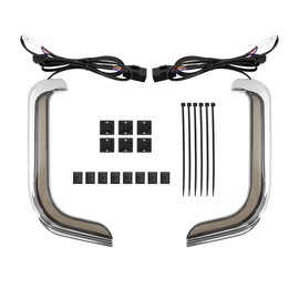 HDBUBALUS Motorcycle Lower Grills Leg Fairing Light LED Turn Signal Running Light Fit For Harley Touring Street Glide Road Glide Electra Glide FLHTK FLTRU 2006-2013 (Color: Chrome)