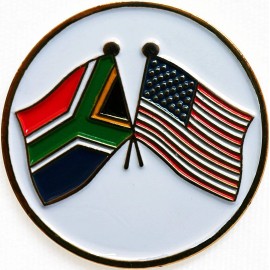 Be The Ball 4U Two Flag Magnetic Golf Ball Marker & Matching Hat Clip - South African and USA Flag