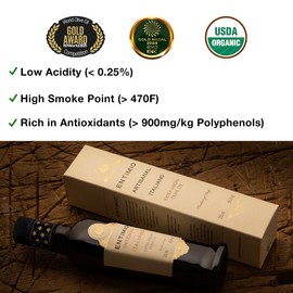 Entimio Intenso +900 mg/kg Polyphenol Rich Organic Extra Virgin Olive Oil, New 2024-2025 Early Harvest Italian Olive Oil from Puglia, Italy, 2025 Gold Winner, Cold Extracted, Lab Tested - 8.5 fl oz
