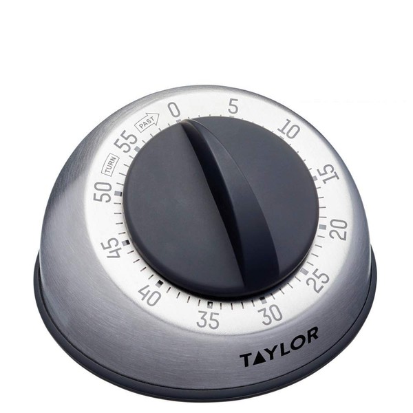 Taylor Pro Wind Up Kitchen Timer, Stainless Steel 60 Minute