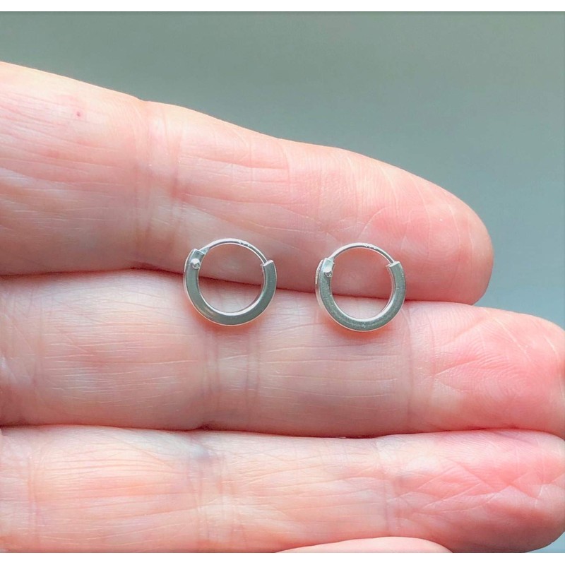 Plain Hoop Earrings - 925 Sterling Silver (1cm) Tiny