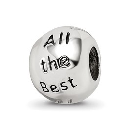 Solid 925 Sterling Silver Heart Reflections Enamel & Crystal All The Best Bead (10mm x 10.9mm)